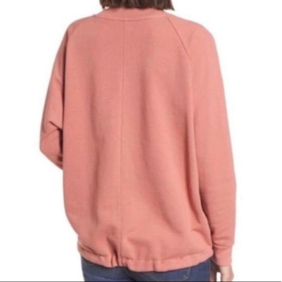 Miles by Madewell Pullover Sweatshirt Fleece Crew Neck Dusty Pink Oversized XS - Picture 2 of 8
